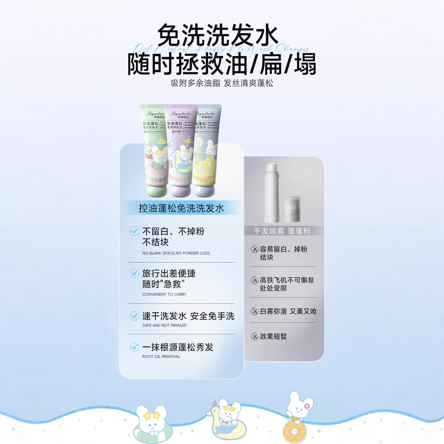 Qiyuduola aventuras Dora control de aceite flojo, limpio y rápido cabello seco duradero para evitar el cabello pellizco fabricante sin lavado image 5