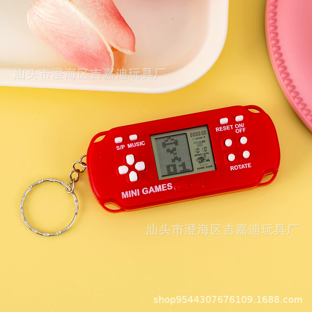 Tetris Keychain Game Console, Mini Rectangular Retro Electronic, 26 Modes, LR44