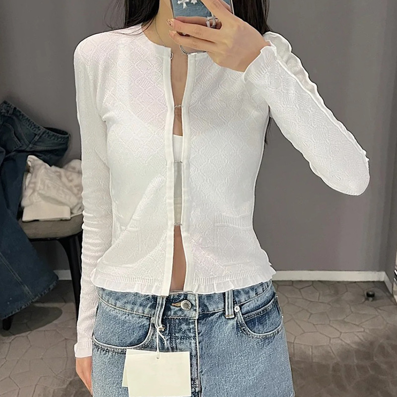 24 Spring and Summer Chanel Crewneck Single-breasted Solid Color Rhombus Letter Knitted Cardigan Jacket Jacket Women