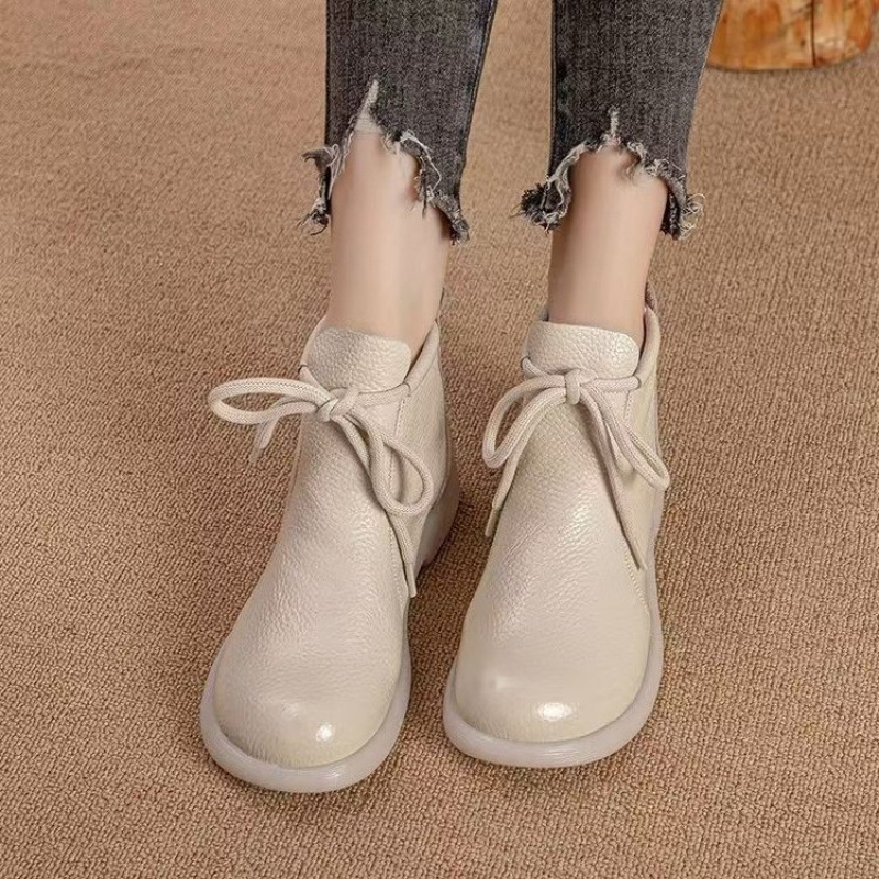 Autumn Non-Slip Soft-Soled Slim Boots for Women, Breathable Short Boots, Comfortable Casual Martin Boots, Cross-Border Soft Leather Mom Boots