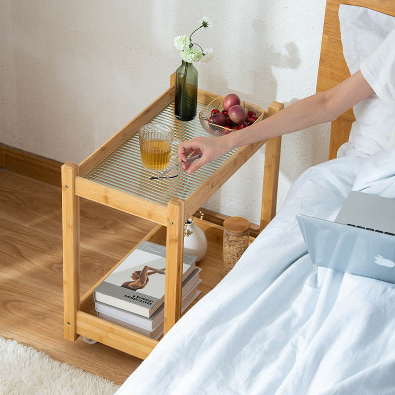 Sala de estar sofá mesa auxiliar vidrio móvil pequeña mesa de café dormitorio mesita de noche moderna simple Internet Celebrity Corner Table Nuevo