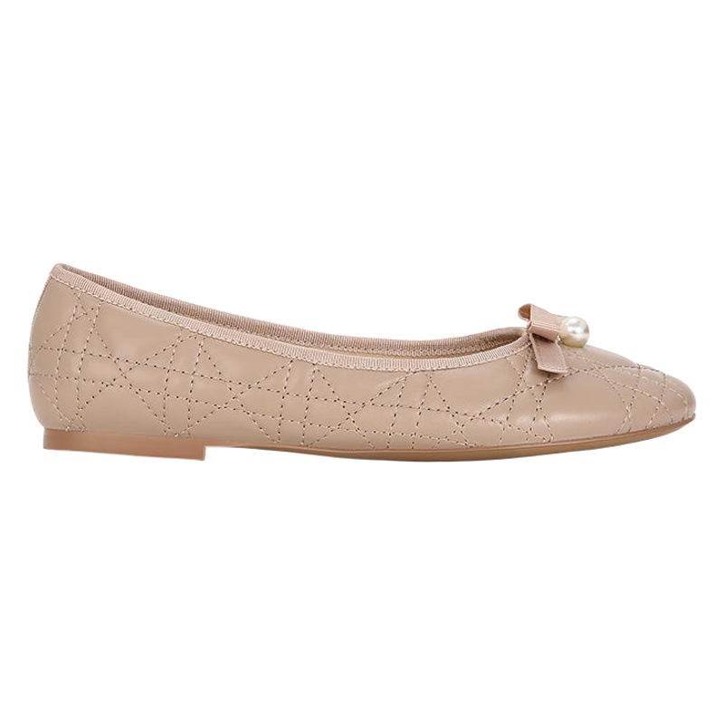 Su Yinyin mismo estilo señorita Huayang ~ dulce arco piel de oveja rombo perla zapatos planos zapatos de ballet para las mujeres