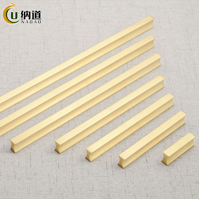 New Chinese style wardrobe door I-shaped brass handle Nordic gold cabinet drawer handle cabinet furniture brass handle
