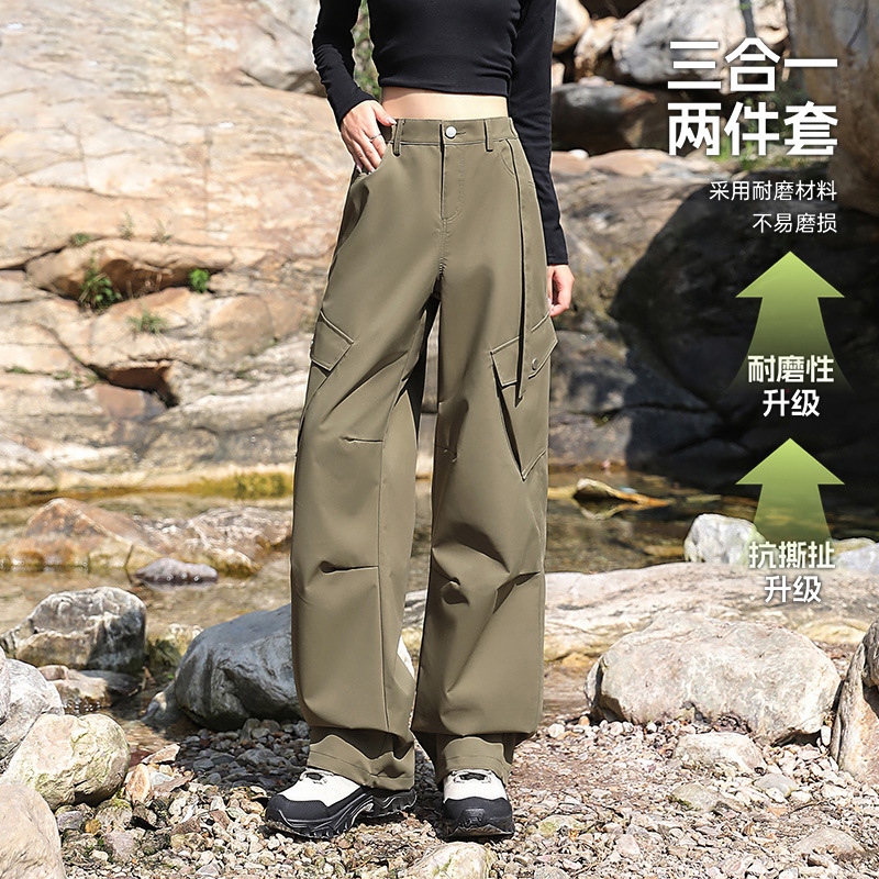 Removable Liner Men's and Women's Outdoor Three-In-One Assault Pants Highly Waterproof New Spring & Fall Mountaineering Military Green Casual Pants Removable Liner Men's and Women's Outdoor Three-In-One Assault Pants Highly Waterproof New Spring & Fall Mountaineering Military Green Casual Pants