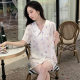 2023 New Little Red Book Recommended Magnolia Women's Ice Silk Pajamas Short-sleeved Shorts Suit Home Clothes Spring and Autumn Summer