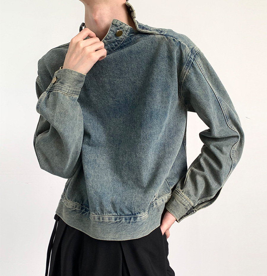 2023 nuevo disco Denim otoño estilo coreano casual Denim Top hombres suelta soporte collar diseño chaqueta