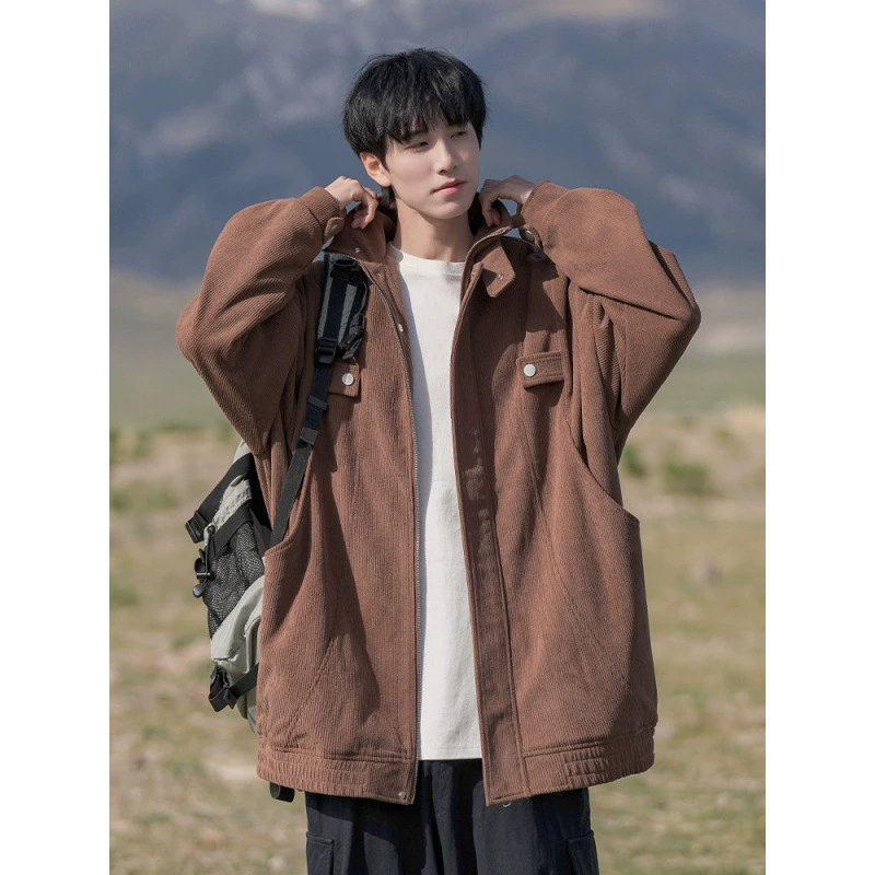 Новые мальчики свободная повседневная мужская одежда приливная одежда вельветовая куртка мужская весна и осень карри куртка 2024