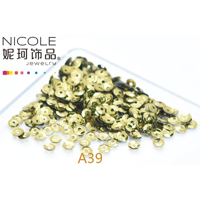 Austria importó lentejuelas 4mm cóncavo bordado francés Glitter Ropa Accesorios 10g Pack