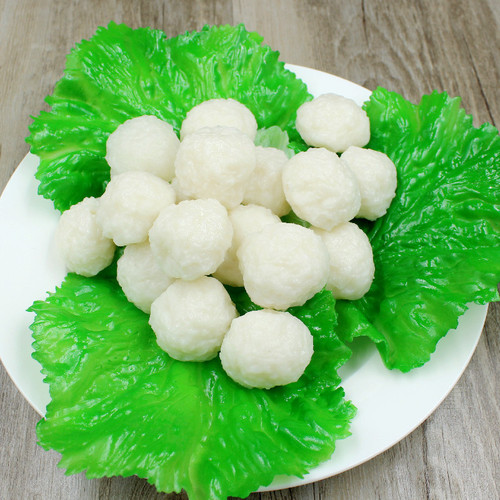 Simulated fish, beef, and shrimp meatballs food model, display window hot pot restaurant dish showcase simulated hot pot ingredients