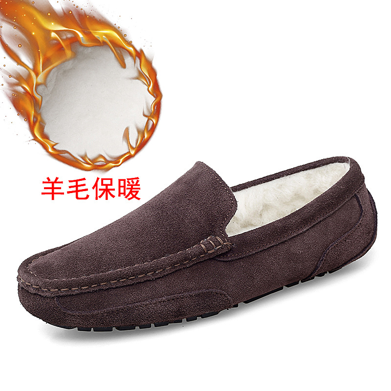 Transfronterizo más el tamaño de los zapatos de los hombres de moda casual forrado de lana caliente Otoño e Invierno ligero perezoso slip-on zapatos de conducción