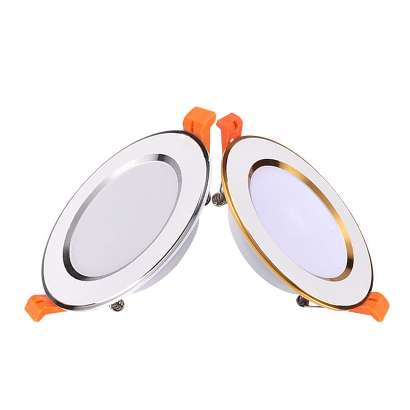 LED downlight incrustado ingeniería de decoración doméstica lámpara de techo tricolor luminoso ahorro de energía ultra delgada 5w lámpara de sala de estar ultra delgada