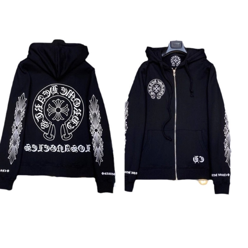 Chrome Heart Hoodie 克罗伈十字架连帽卫衣跨境宽松男女拉链帽衫|undefined