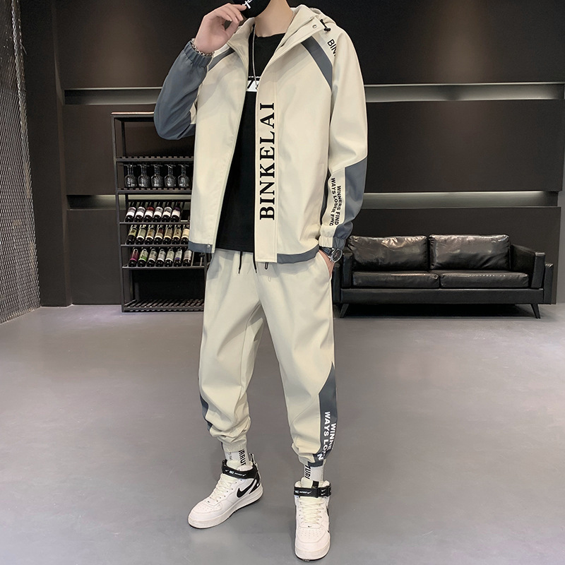 D03 - 3 hombre primavera y otoño estilo de moda coreano nuevo juego de chaqueta deportiva casual