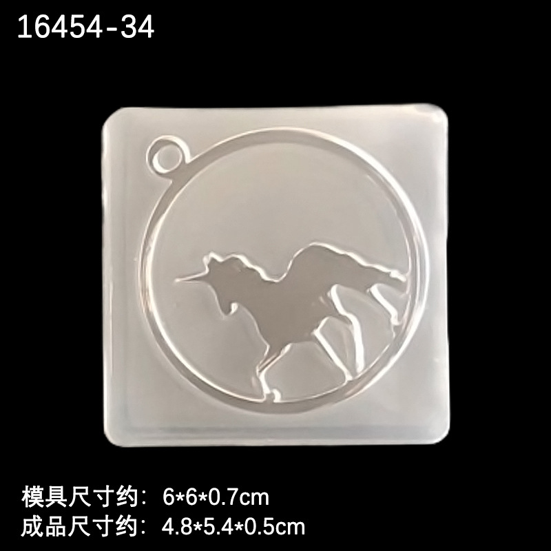 Espejo epoxi acrílico marco redondo pegamento UV Pegasus cabeza de ciervo cristal epoxi molde hecho a mano colgante marco Decoración