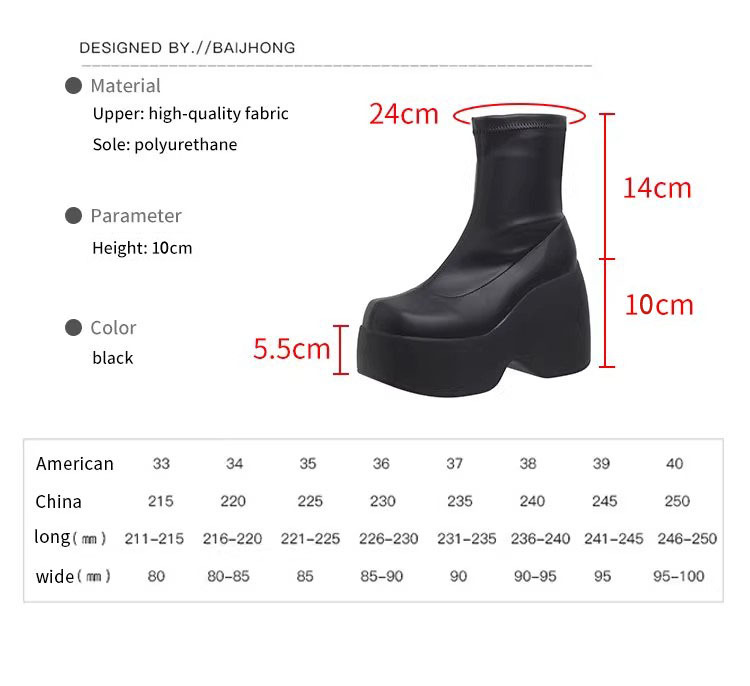 ShoeVault Plus Size Foreign Trade 2025 Spring And Autumn Thick Sole Square Toe Casual Stretch Short Fashion Martin Boots Women's_vogvips.com