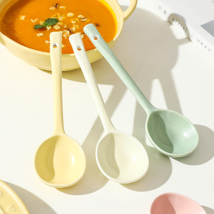 Hand-Kneaded Asymmetrical Japanese-Style Ceramic Spoon Ins Style High-Looking Household Soup Long-Handled Rice Spoon Snail Noodle Soup Spoon