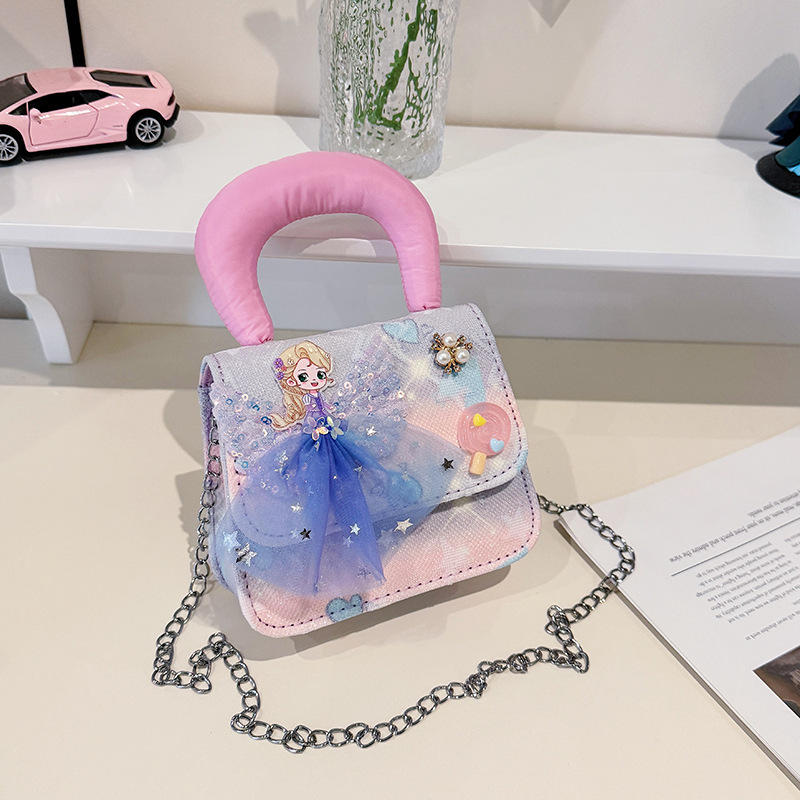 Bolso de niñas regalo de Año Nuevo bolso de hombro para niños 2025, nuevo estilo princesa bolso de mano extranjero gradiente versátil bolso de mochila