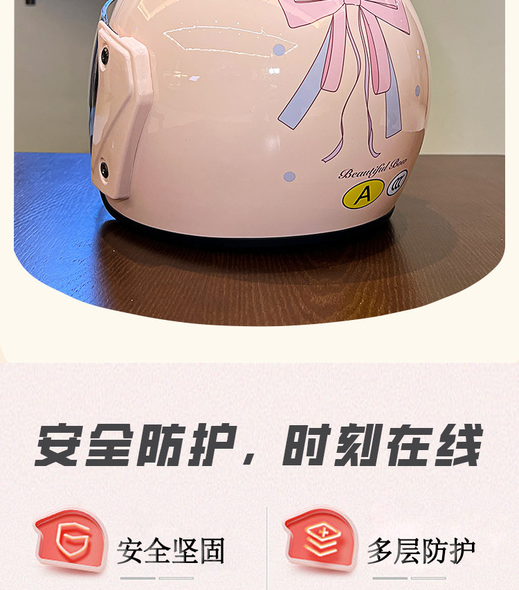 2026 National Standard 3C Certified Electric Vehicle Helmet for Women, Cute Bowknot, All-Season Windproof and Sunscreen Motorcycle Safety Helmet