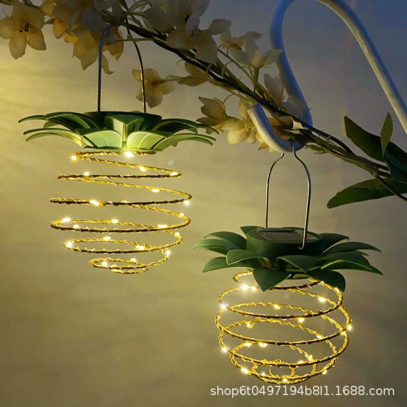 Трансграничная лампа в виде ананаса солнечные продукты на открытом воздухе Лампа из кованого железа горячая светодиодная медная проволочная лампа гирлянда Водонепроницаемая садовая декоративная лампа