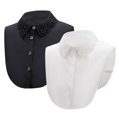Korean style fake collar organza embroidered fake collar women's autumn and winter decorative collar solid color fake collar