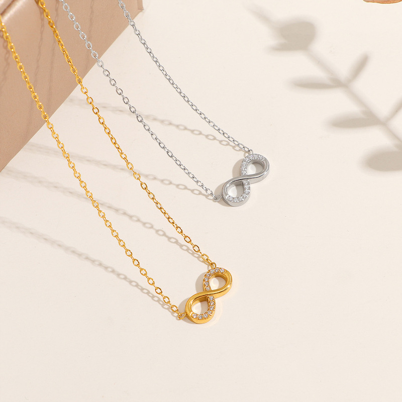 2026 Lucky Number 8 Necklace for Women, European and American Ins Style, Unique Niche Design, Diamond-Studded Heart Infinity Pendant, Trendy Clavicle Chain 2026 Lucky Number 8 Necklace for Women, European and American Ins Style, Unique Niche Design, Diamond-Studded Heart Infinity Pendant, Trendy Clavicle Chain