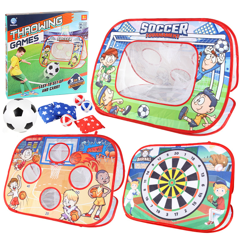 Juguetes deportivos para niños indoor y outdoor lanzamiento 3 en 1 bolsas de arena plegables tablero de fútbol blanco bolsas de arena bola pegajosa