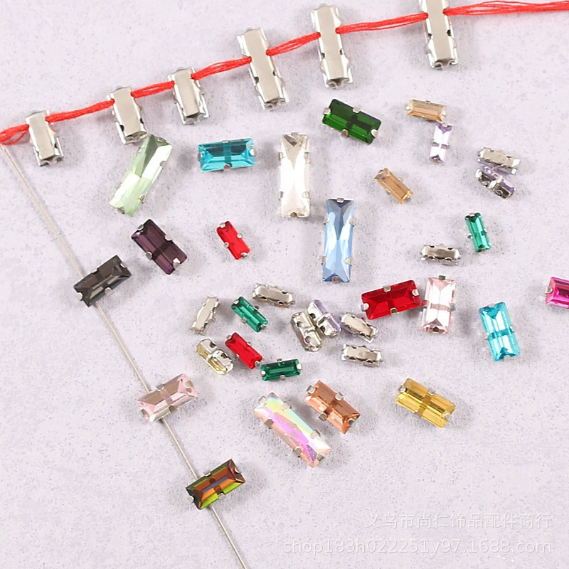 Прямоугольные стразы с двумя ушками и четырьмя отверстиями, сшитые вручную стразы с четырьмя зубцами, одежда, обувь и шляпы «сделай сам», свадебное платье, коготь, стразы, ювелирные аксессуары, материалы