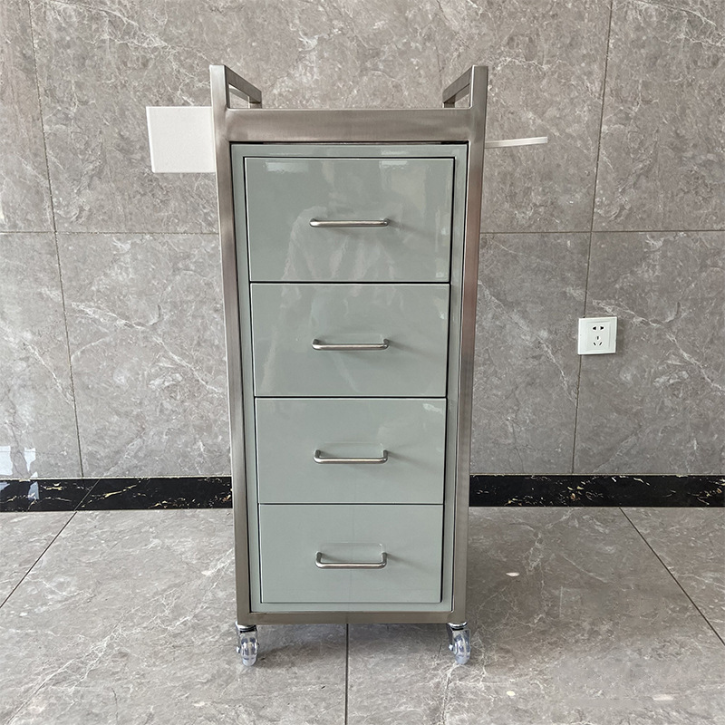 Barbería de acero inoxidable armario de herramientas barbería almacenamiento armario de corte de pelo salón de peluquería carro especial carro de herramientas de planchado