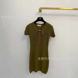 miu家甜美系修身包臀短裙女显瘦圆领领短袖连衣裙少女风夏季短裙