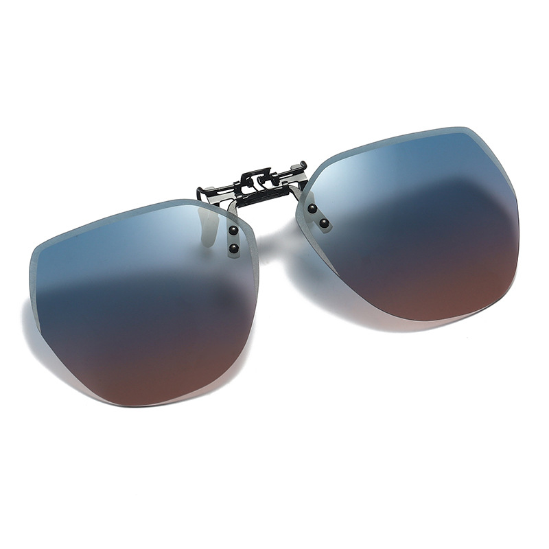 2021 New upturn sunglasses polarized clip frameless polygonal men's and women's sunglasses clip wholesale 1020