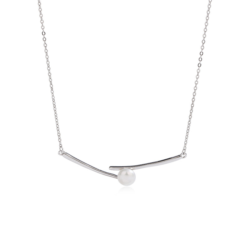 S925 plata esterlina collar de perlas de agua dulce hembra nicho diseño palillos colgante de luz de lujo de alto grado todo partido cadena de la clavícula