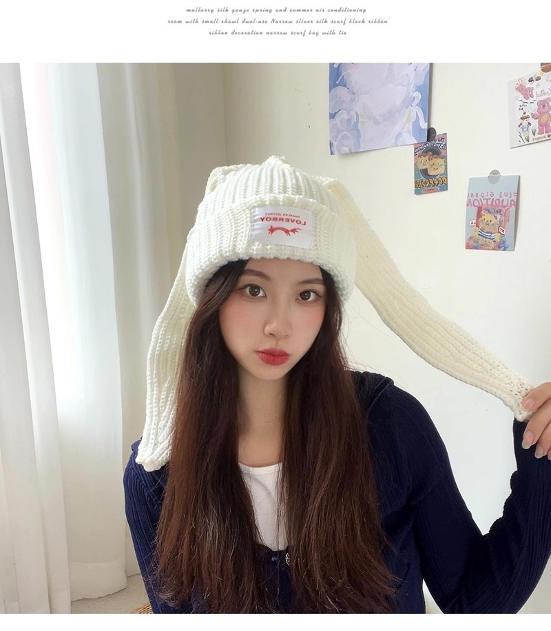 Han China-Chic brand design niche rabbit wool autumn and winter ear protection warm knitted hat children_voghion.com