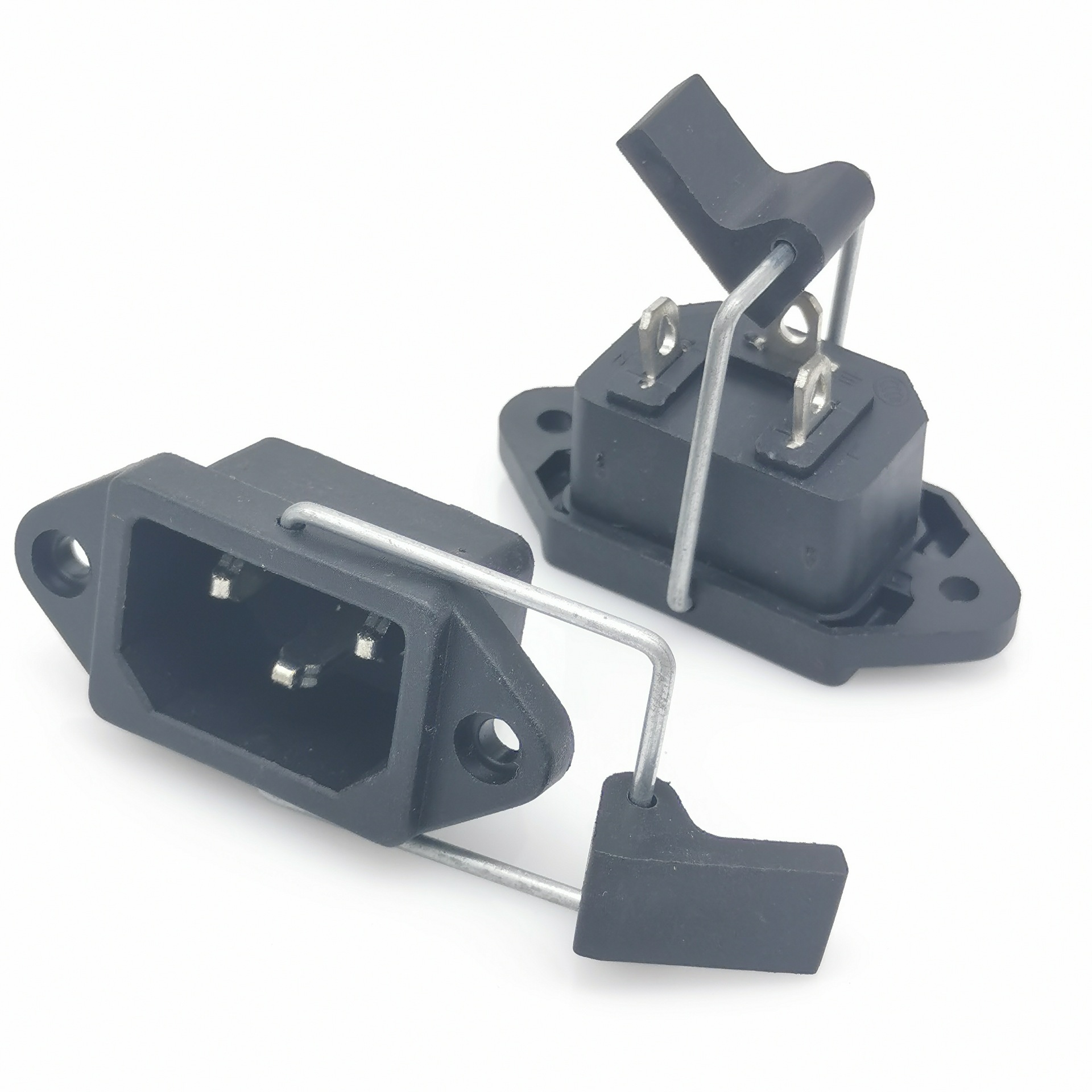 AC电源插座带固定孔AC-04品字插座 带卡扣品字插座 电瓶车插座