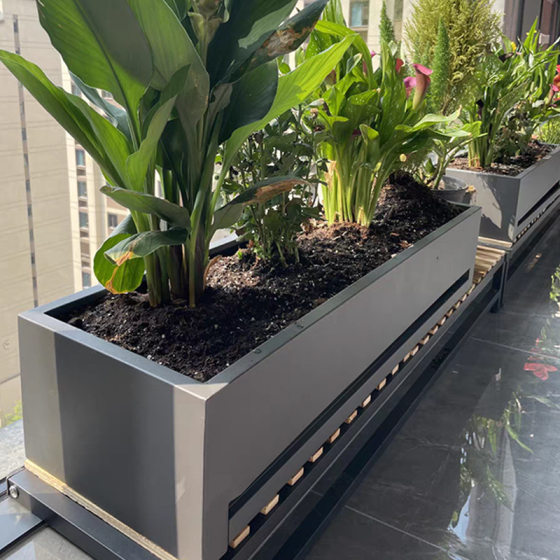 Stainless steel flowerpot tray water tray indoor and outdoor balcony flower box roof terrace planting box hotel flower trough outdoor