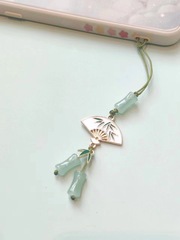 古風手工竹節熊貓上岸手機掛件鏈小眾女精緻國風漢服u盤掛繩吊墜