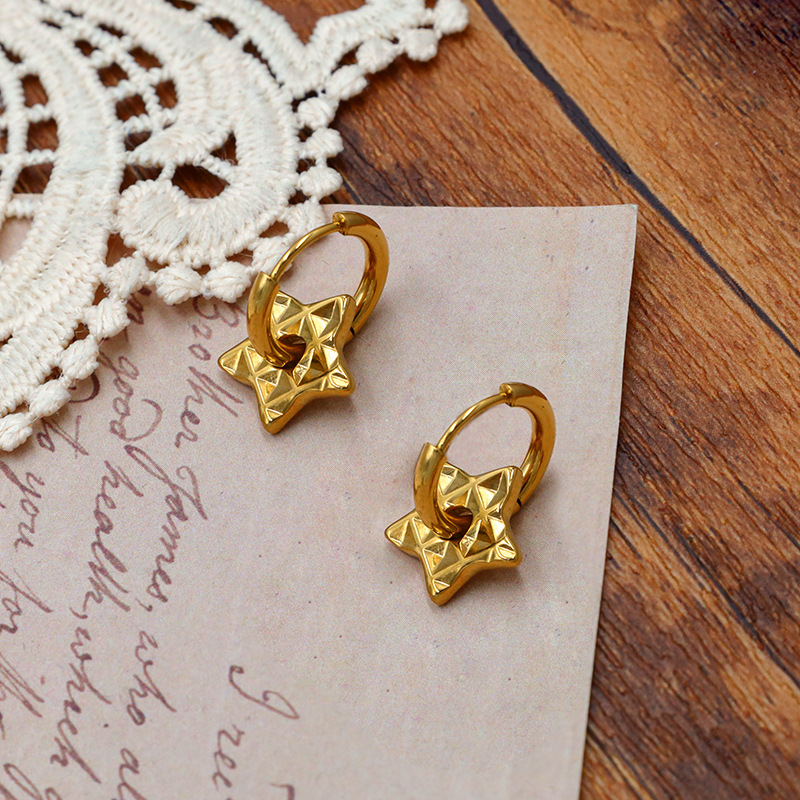 Pentagram Stainless Steel Pendant Earrings