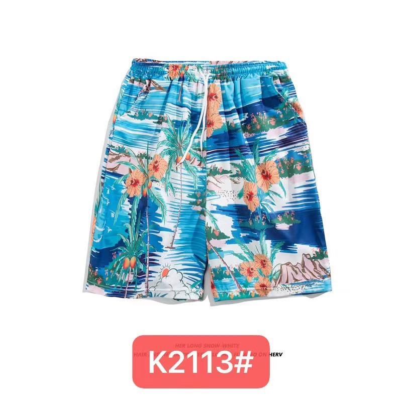 Pantalones de playa de los hombres retro de la pareja Vacaciones de aguas termales anti-vergüenza quinto pantalones ropa exterior pantalones cortos de playa de verano hombres