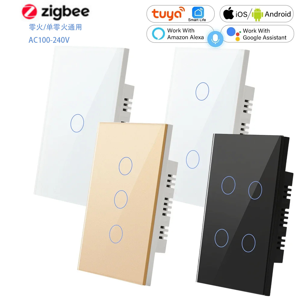 Doodle Zigbee Smart Touch Switch 1/2/3/4 Pole Zero Fire Line / Single Zero Fire General Model APP Wireless Control