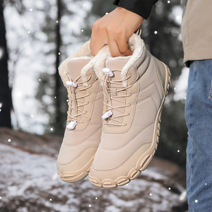 Winter cotton shoes medium tube snow boots men's hiking shoes non-slip waterproof bread shoes fleece-lined warm shoes manufacturers