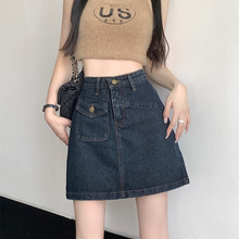 牛仔半身裙女2025春夏新款高腰显瘦设计感大码胖mm包臀A字短裙ins