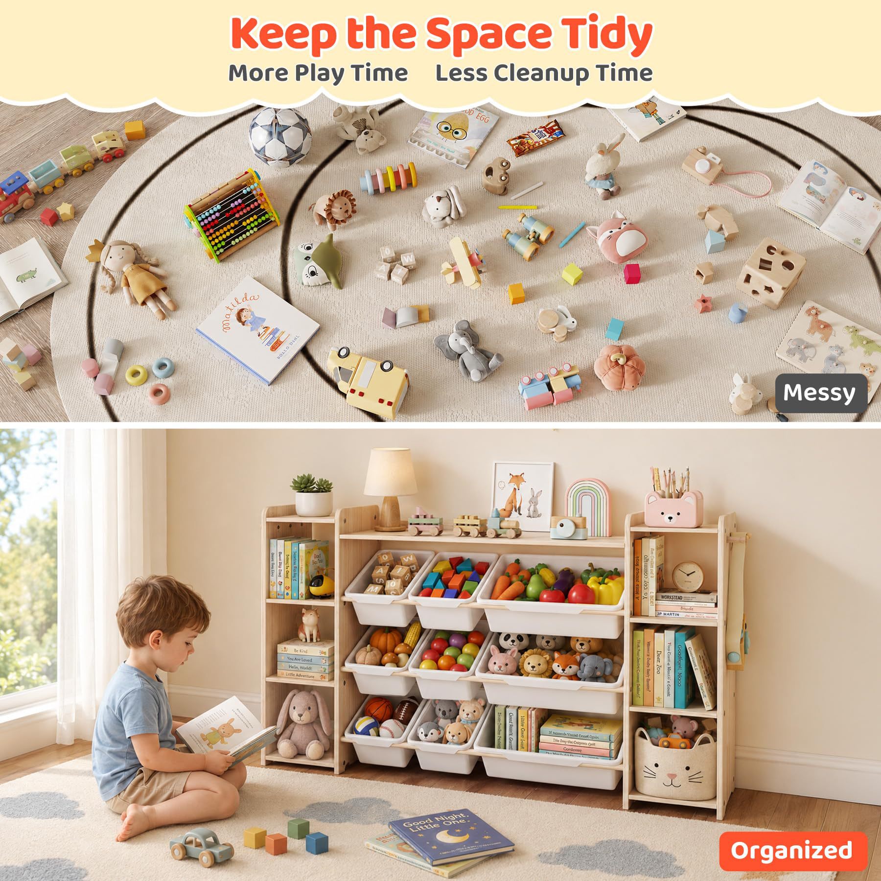 Cross-border Solid Wood Multi-layer Montessori Kindergarten Toy Storage Shelf Organizer Cabinet Children's Bookshelf Toy Rack