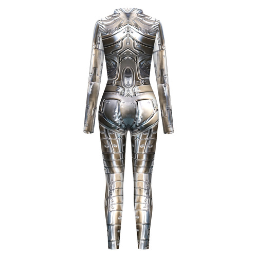 2024 New Cross-Border European & American Style Cool 3D Digital Print Buckle-Handed Jumpsuit Tight-Fit Women's Cosplay Costume