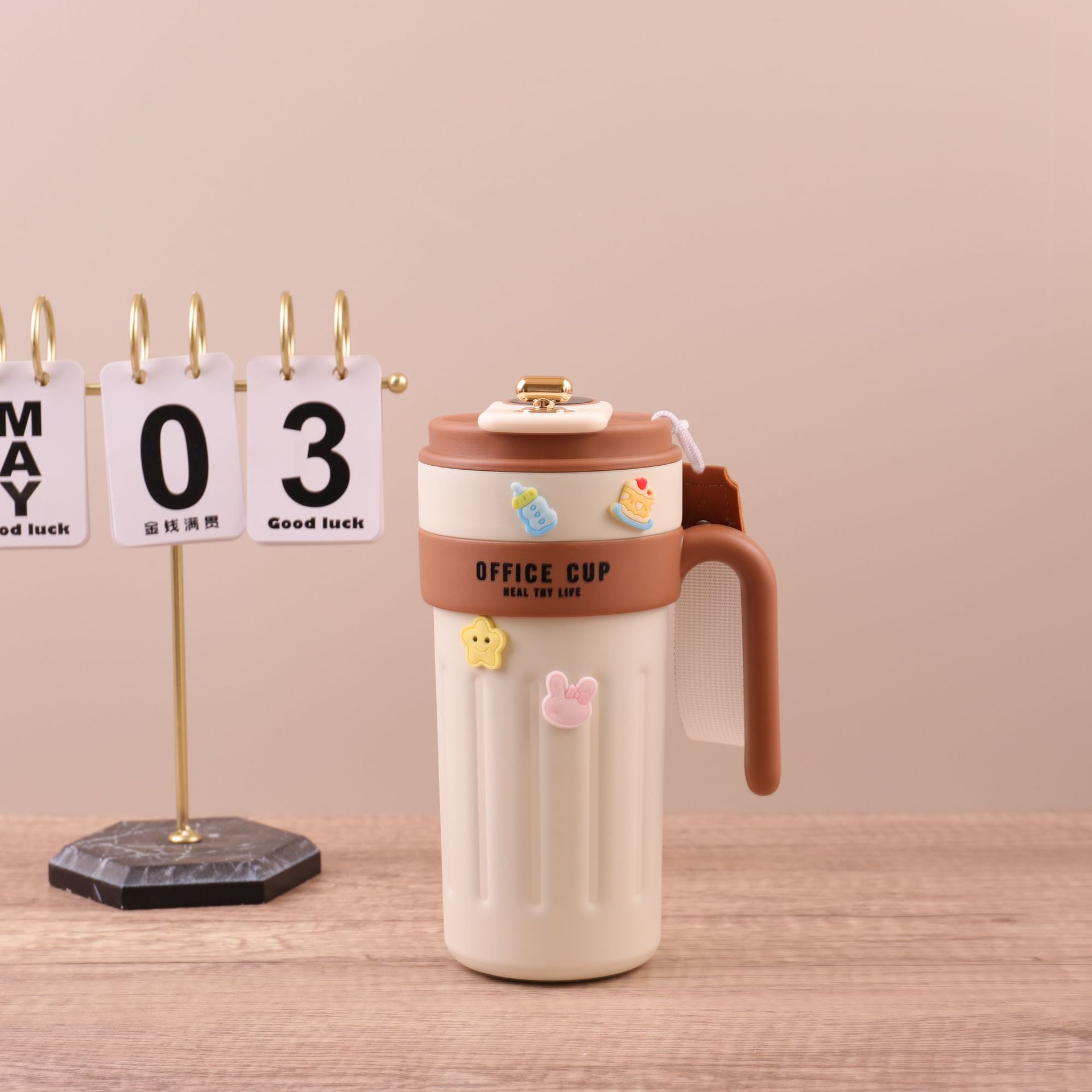 Transfronterizo inteligente 316 taza de acero inoxidable gradiente con mango taza de café al aire libre de gran capacidad portátil