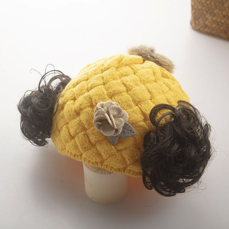 노란색 가발 모자