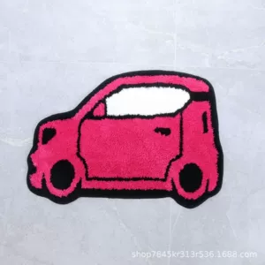 Böyük Ağızlı Meymun Uşaq Avtomobil Döşəmə Matı, Sürüşməyən, Polyester, Çizgi Film, Tünd Çəhrayı