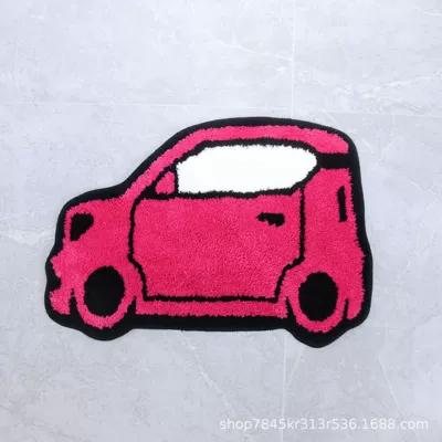 Big Mouth Monkey Children's Car Floor Mat Non-Slip Carpet Polyester Fiber Woven Cartoon Car Deep Pink (Avtomobil döşəmə paspasları)