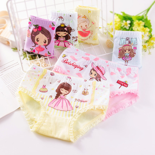 One piece drop shipping autumn and winter children's underwear girls cartoon girls baby small, medium and large children's girl underwear wholesale cotton