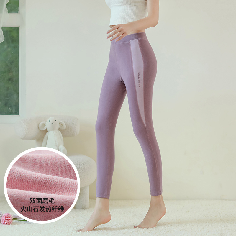 Pantalones largos de Mujer Pantalones cálidos Calefacción de piedra volcánica cintura alta ropa interior leggings engrosada vientre de las mujeres que contrae el otoño y el invierno Nuevo