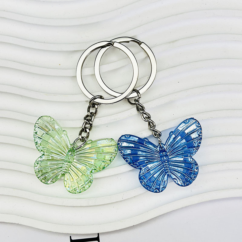 Multicolor Gradient Butterfly Keychain Insect Pendant for Girls Student Bags Colorful Phone Charm Gift Wholesale