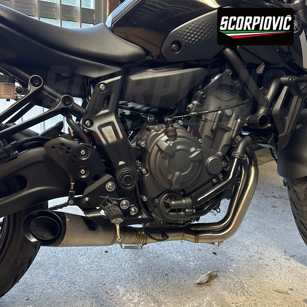 Motorcycle exhaust pipe full section modification MT07 stainless steel front section tail section suit 2014-2024 non-destructive installation